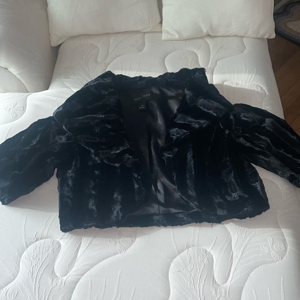 Black Faux Cropped Evening Jacket